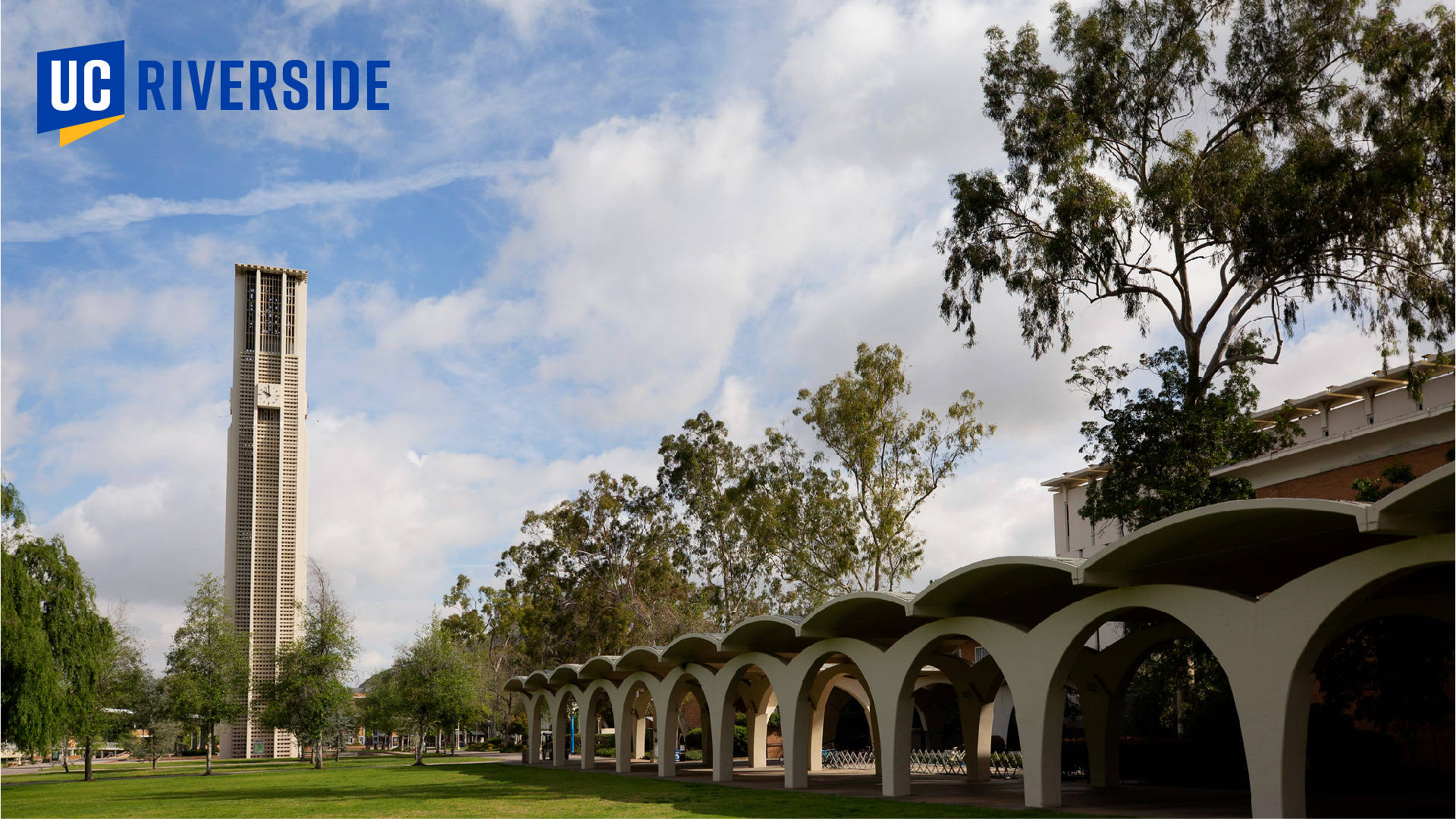 Majestic View Of Ucr Bell Tower And Rivera Lawn