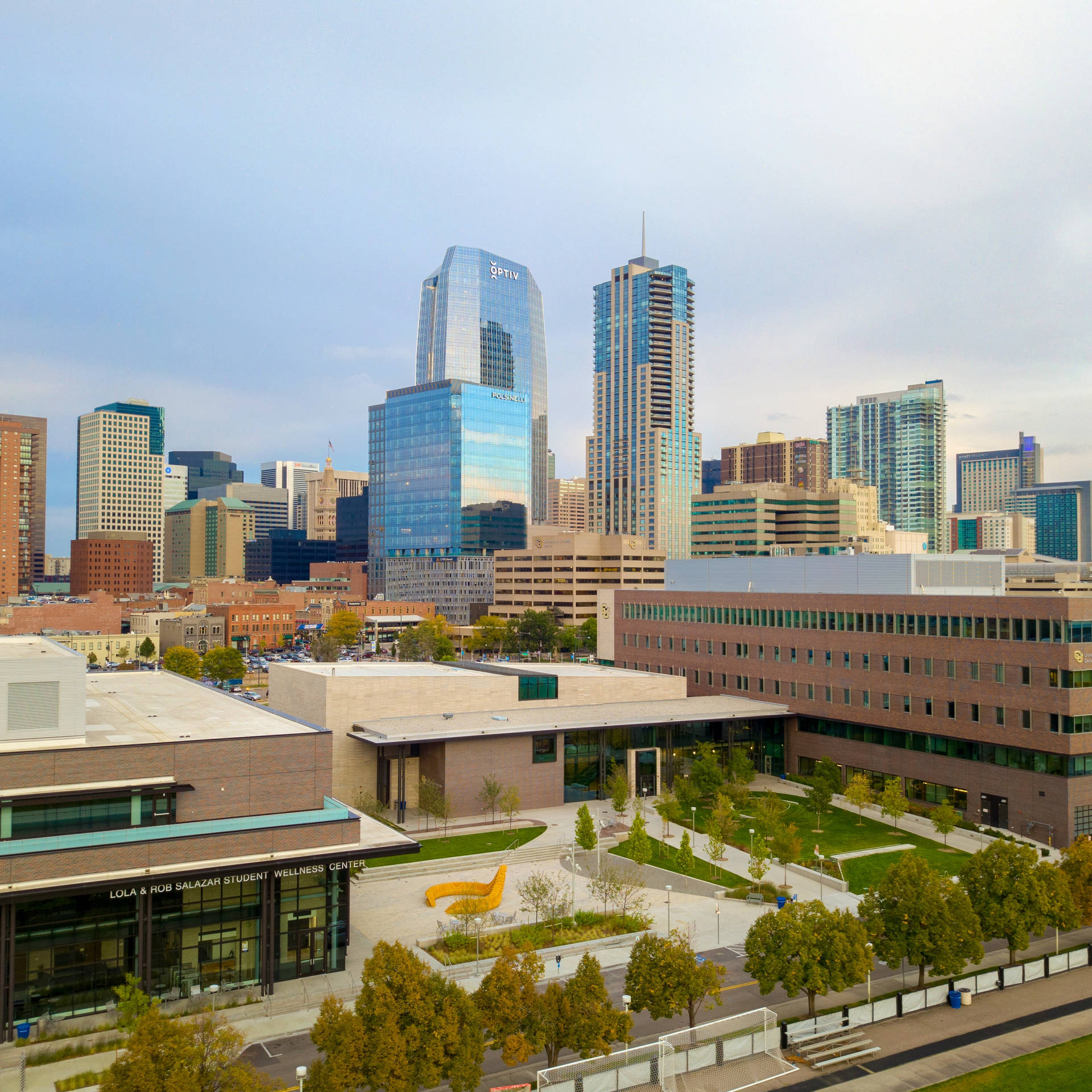 Majestic View Of University Of Colorado Denver Campus Buildings Background