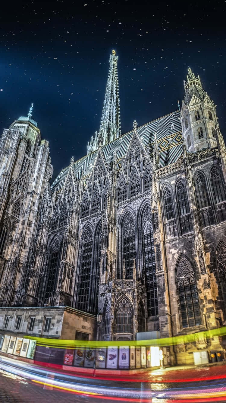 Majestic View Of Vienna Cathedral Against A Beautiful Sky Background