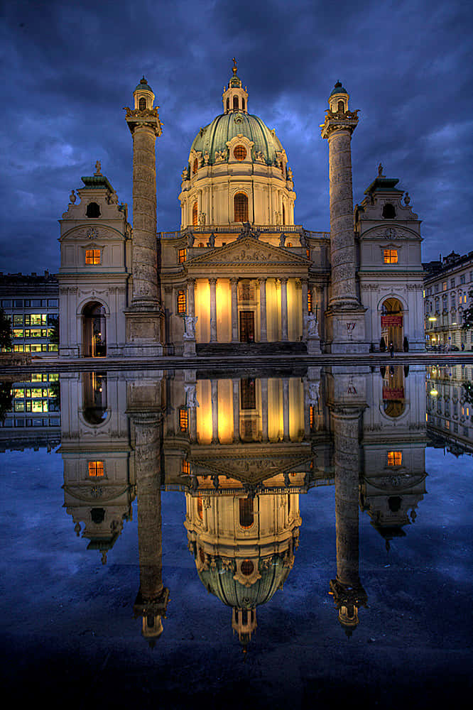 Majestic View Of Vienna Cathedral Background