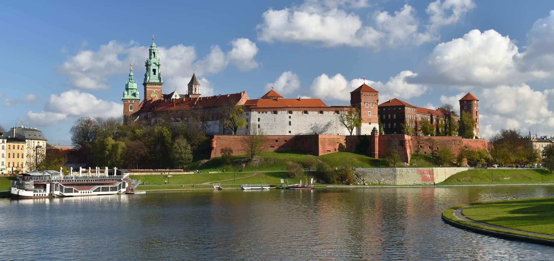 Majestic View Of Wawel Castle From The Vistula River Background