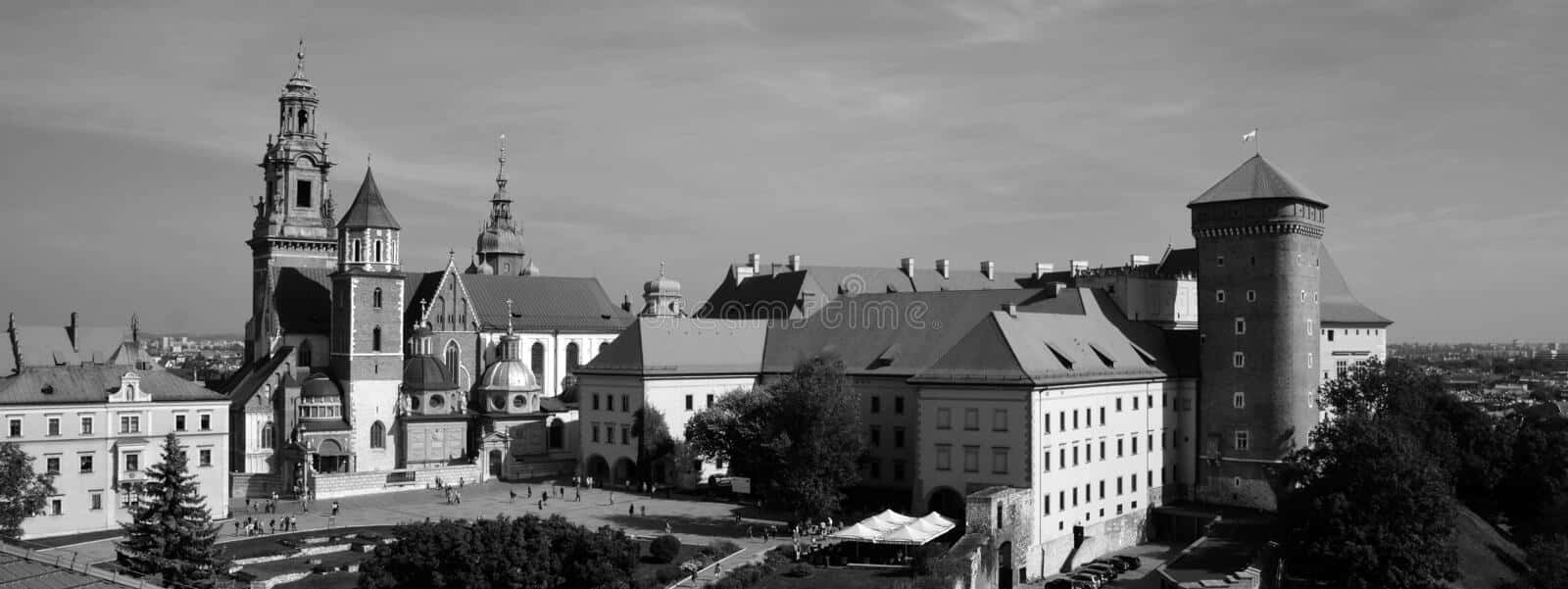 Majestic View Of Wawel Castle In Monochrome