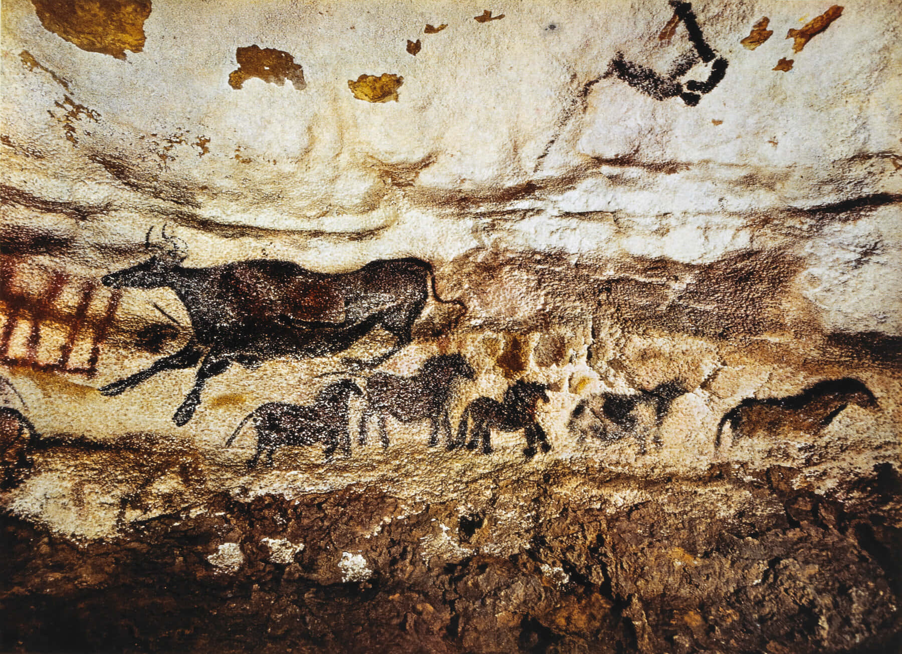 Majestic Wall Paintings Inside Lascaux Caves Background