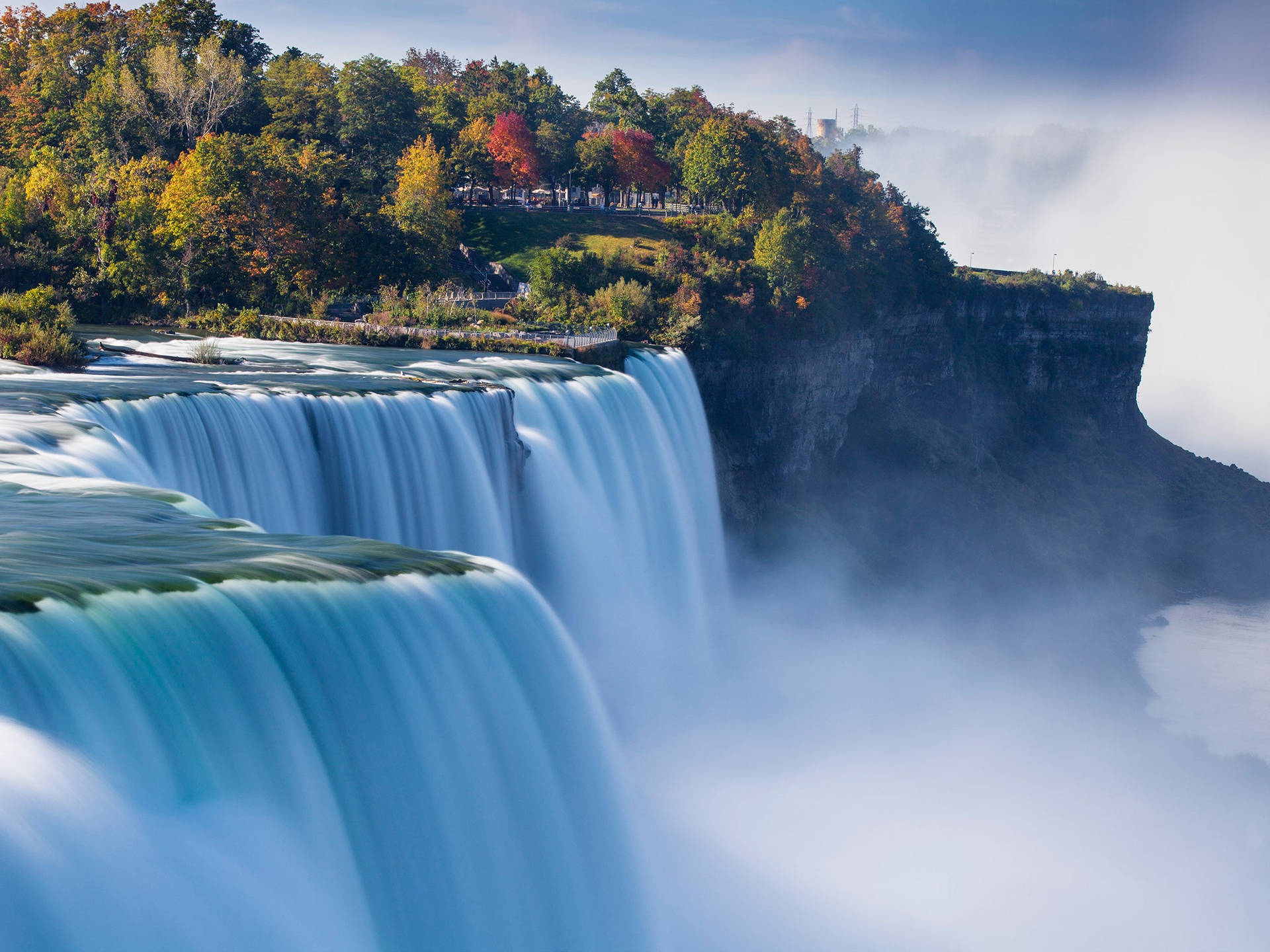 Majestic Waterfall Landscape Background