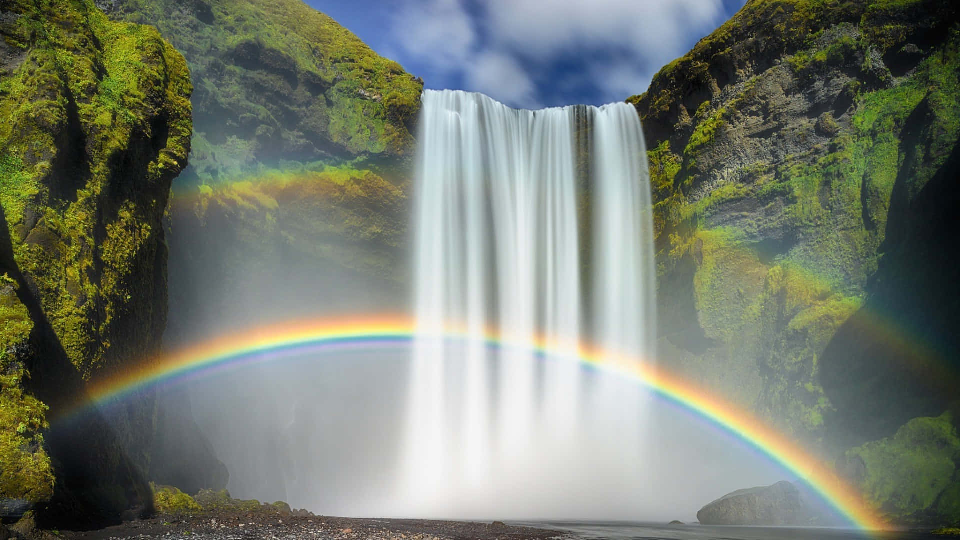 Majestic_ Waterfall_ Rainbow Background