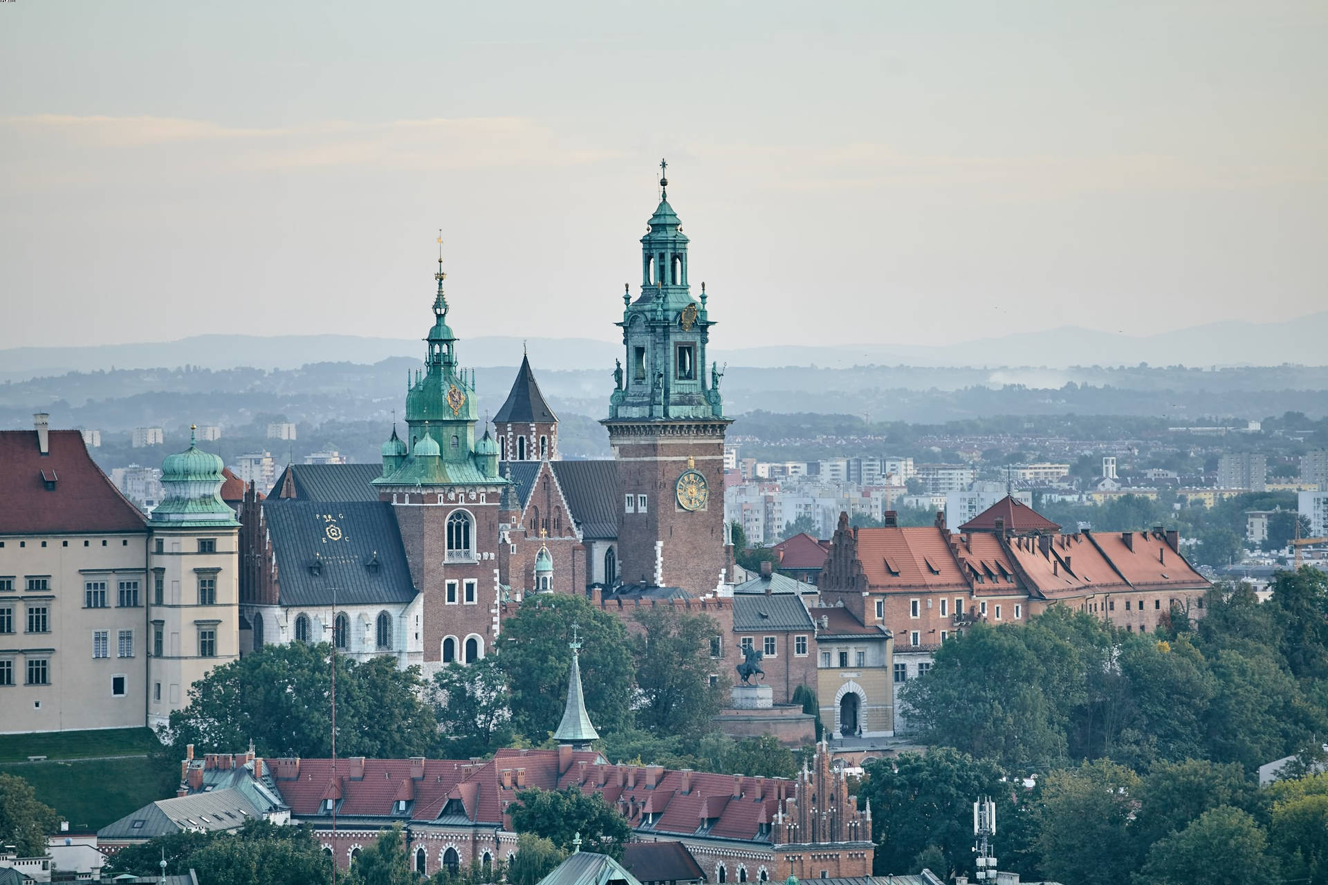 Majestic Wawel Cathedral Tower In Poland Background