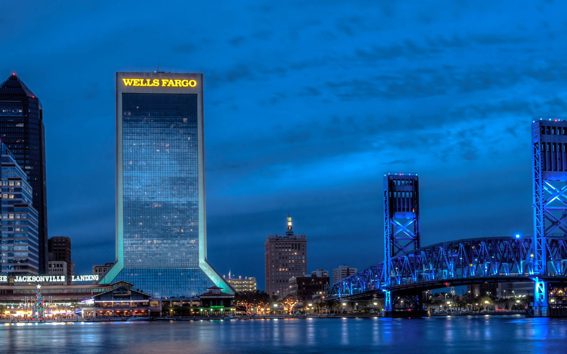 Majestic Wells Fargo Building At Sunset Background