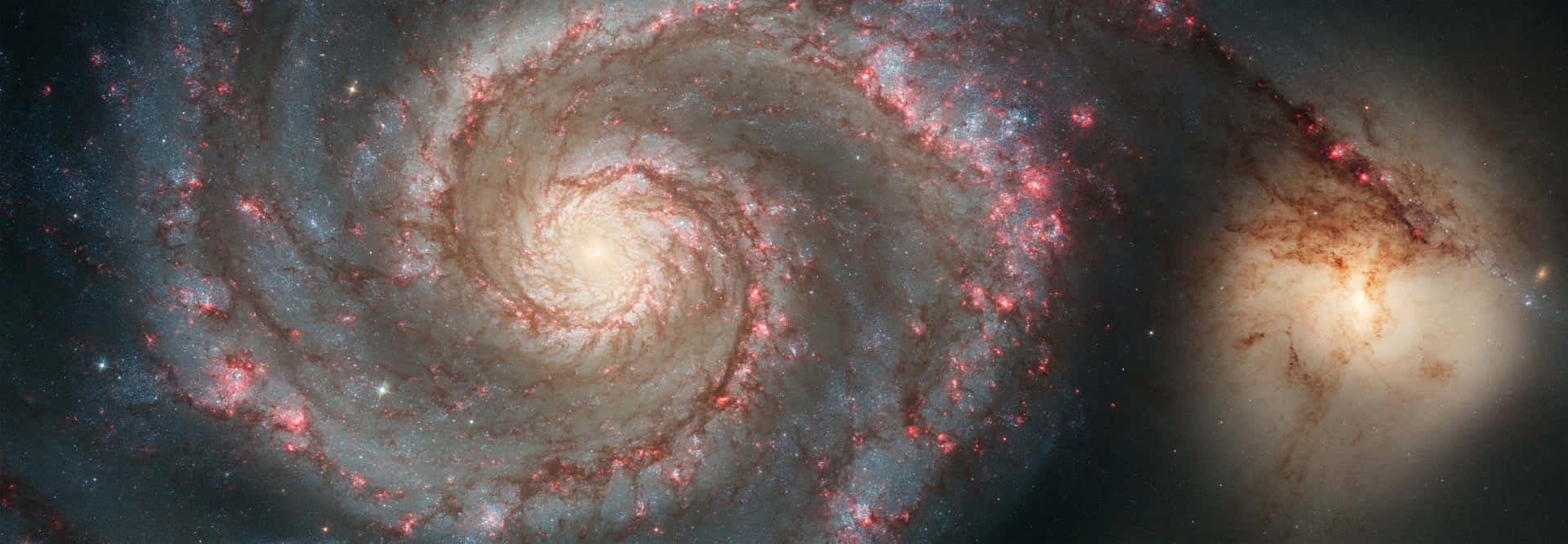 Majestic Whirlpool Galaxy In High Resolution Background