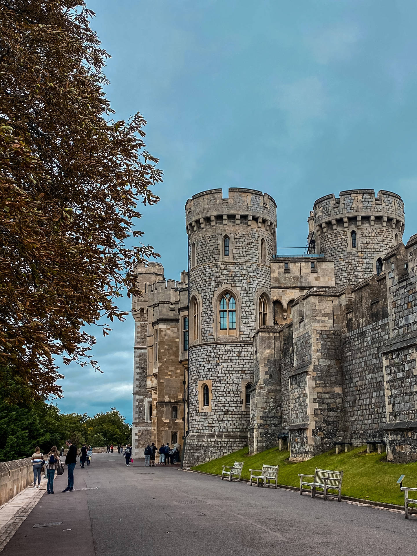 Majestic Windsor Castle Under A Light Blue Sky Background