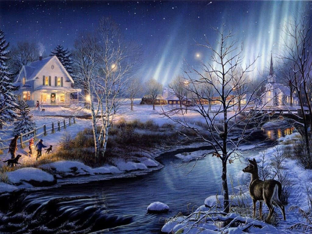 Majestic Winter Holiday Desktop Background