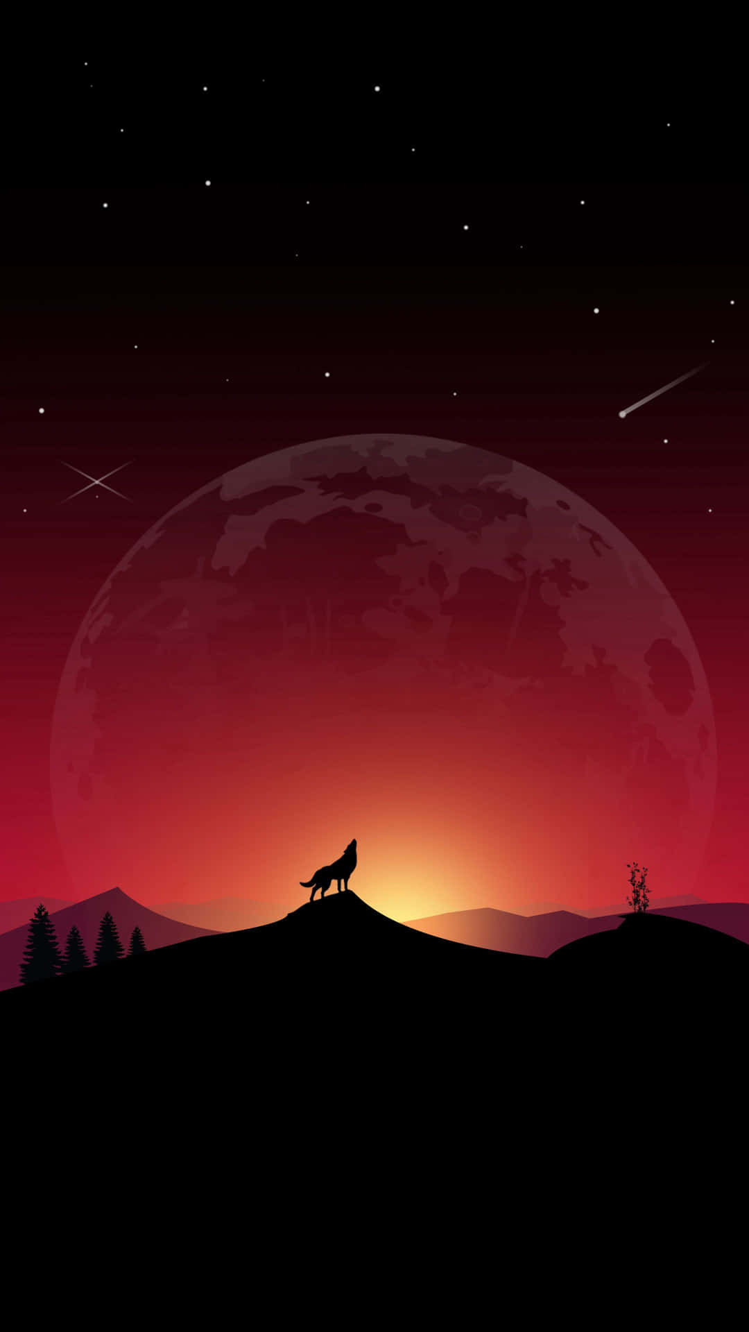 “majestic Wolf Howling At The Moon” Background