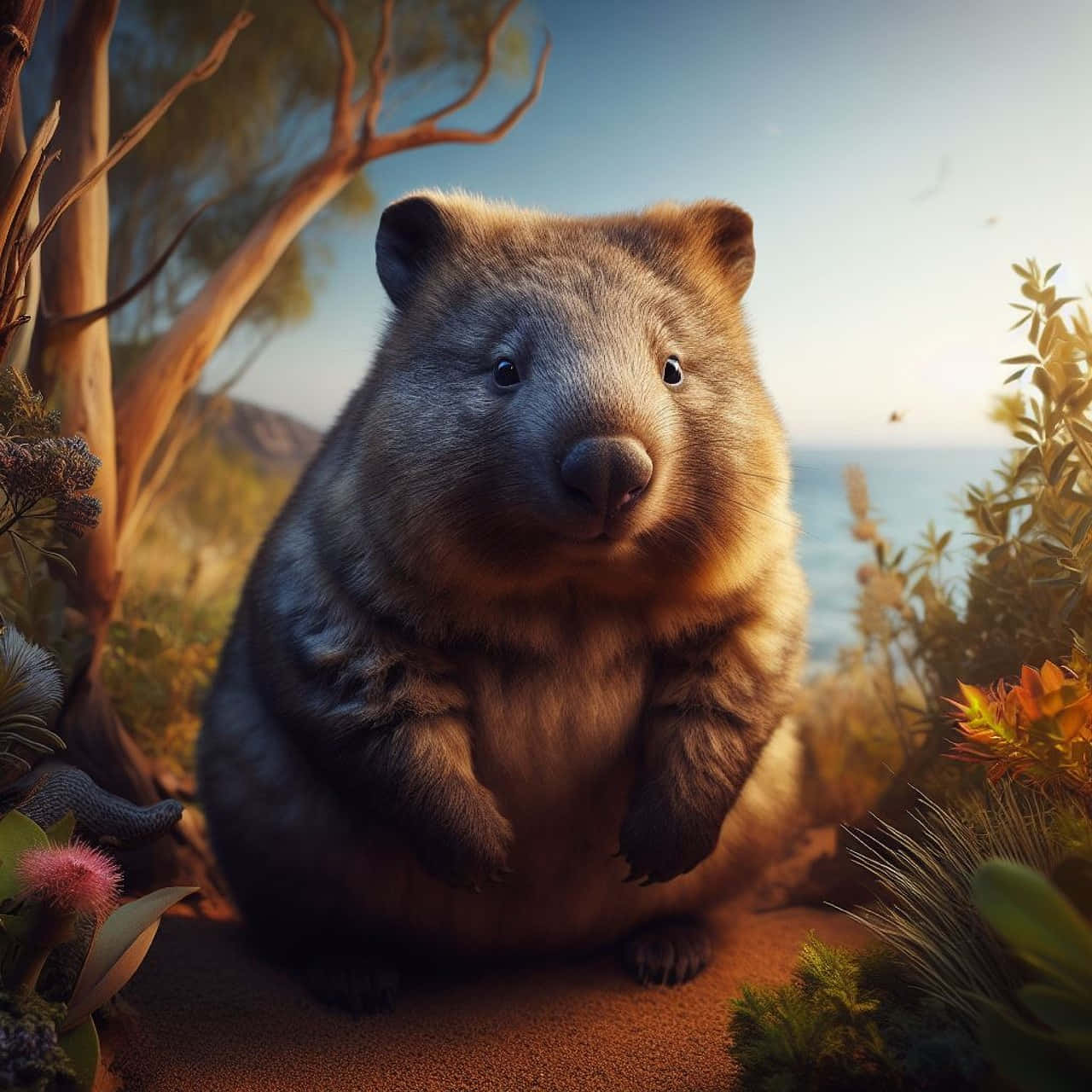 Majestic Wombat Sunset Background