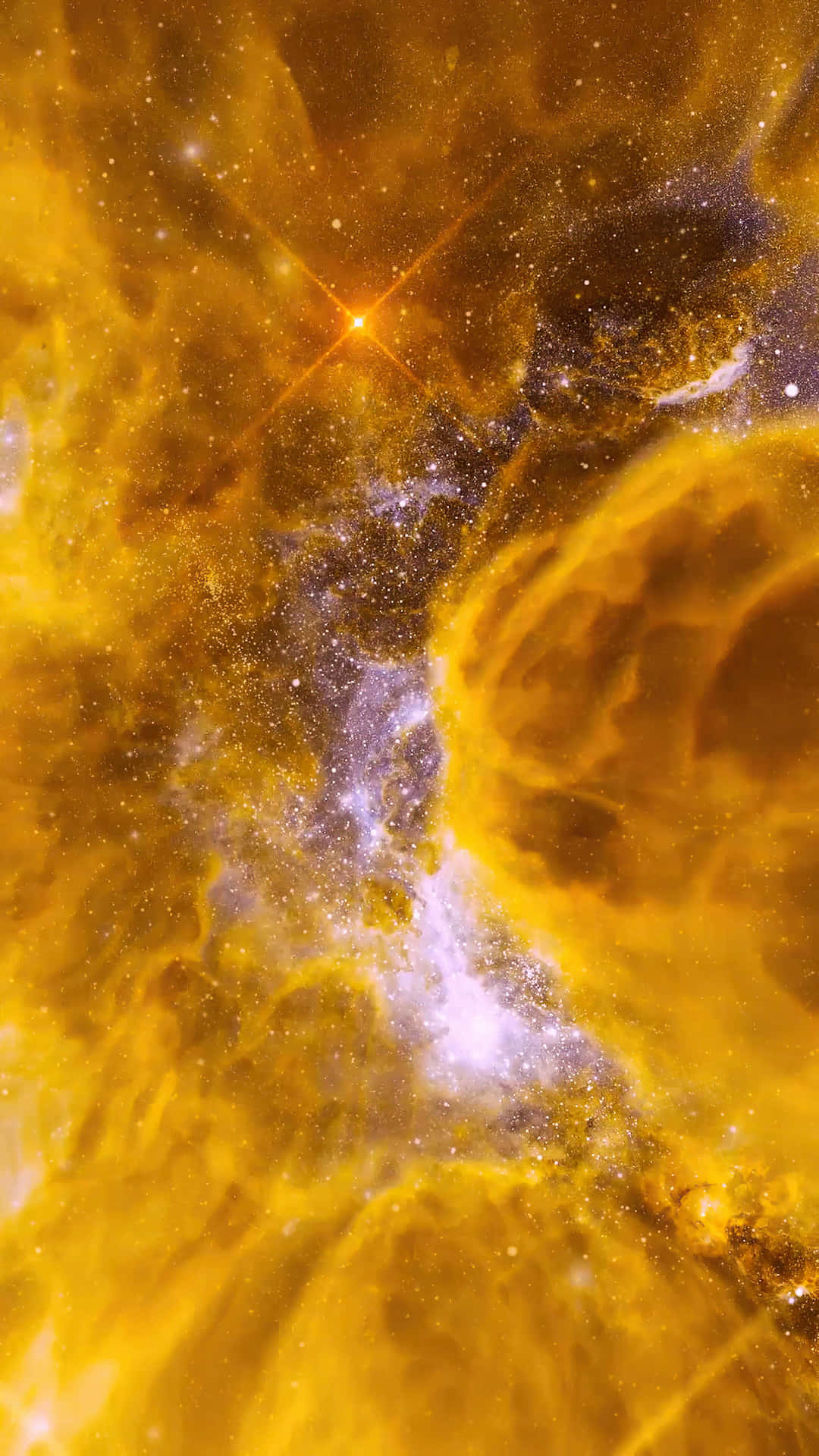 Majestic Yellow Galaxy Background