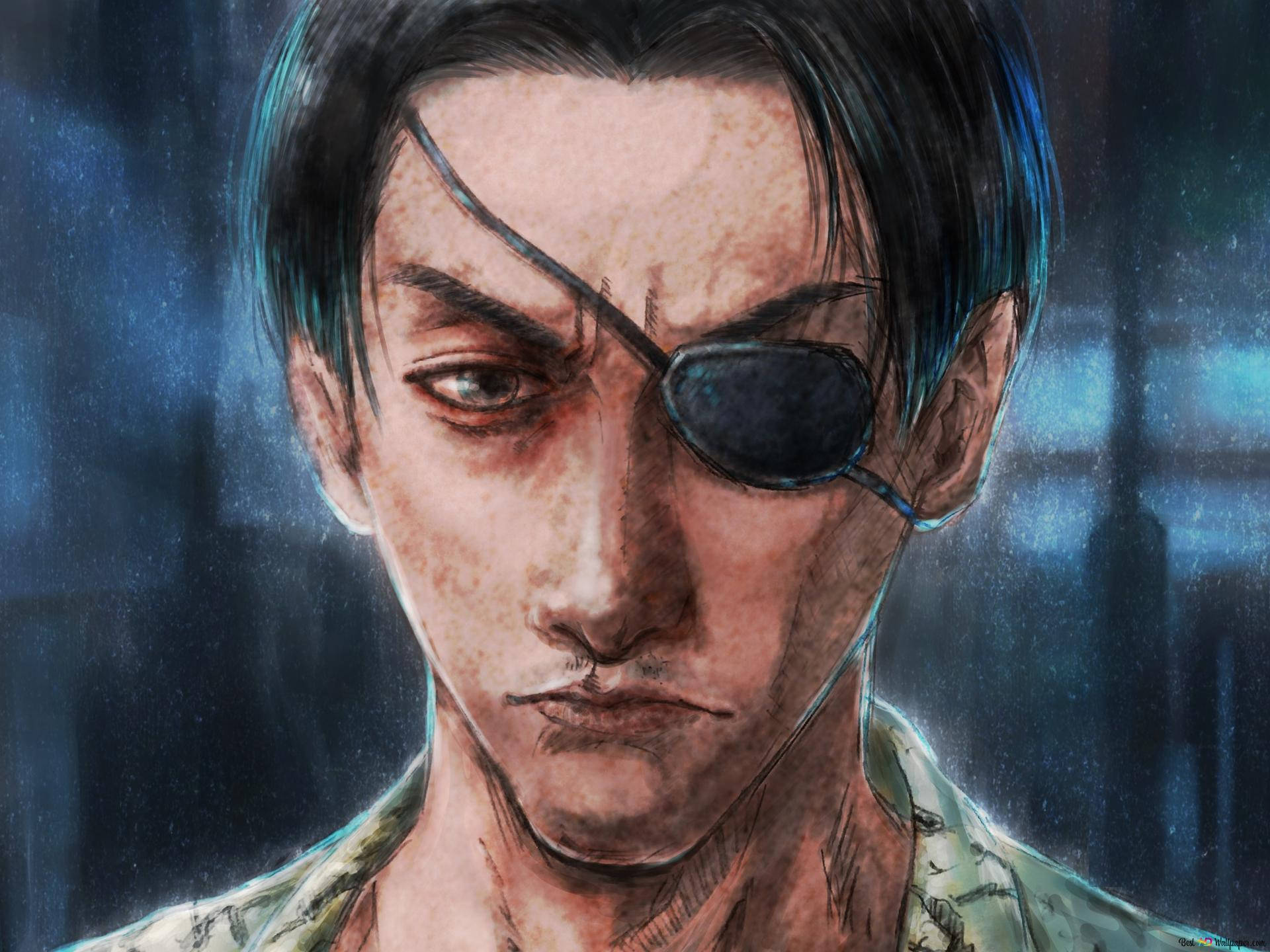 Majima Goro In An Intense Moment Background