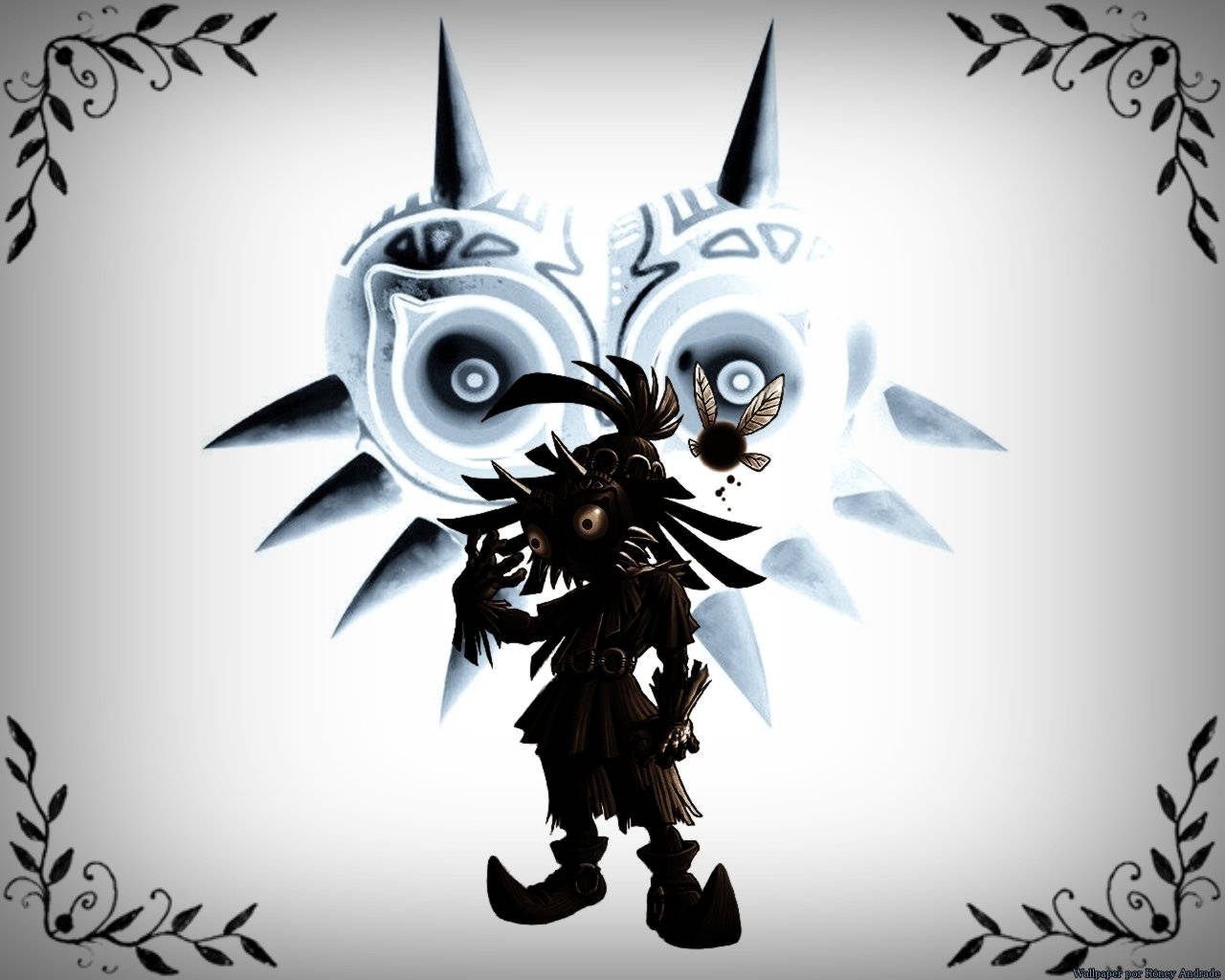 Majora's Mask Black And White Art Background