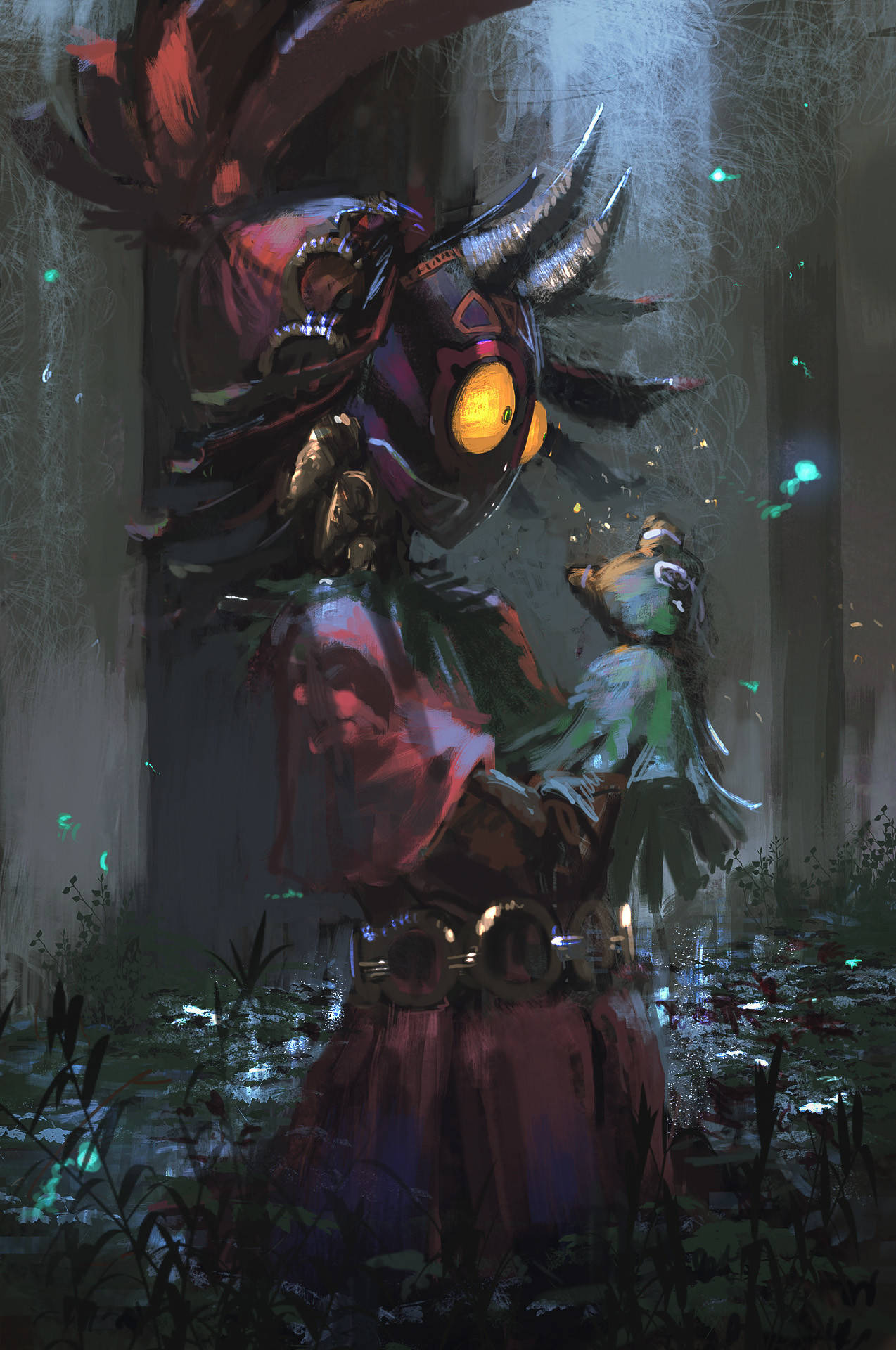 Majora's Mask Fireflies In Forest Background