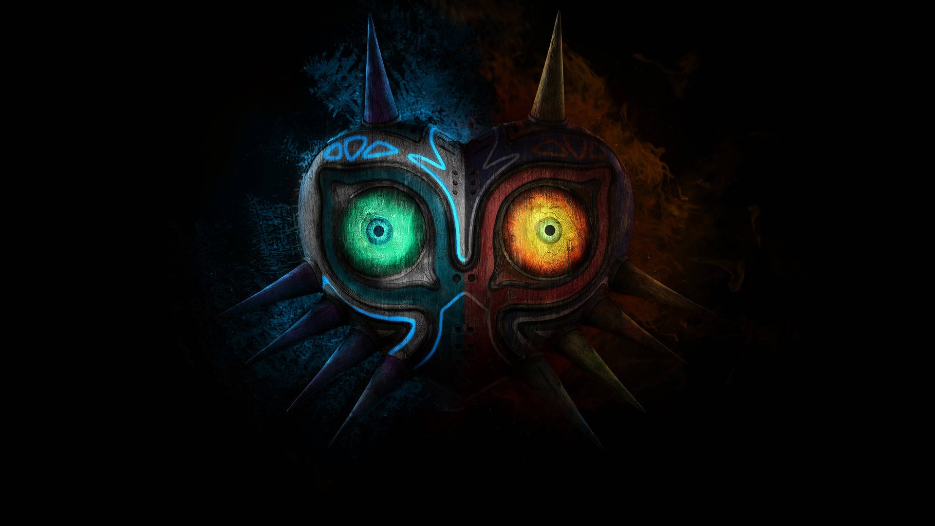 Majora's Mask Green And Yellow Eyes Background