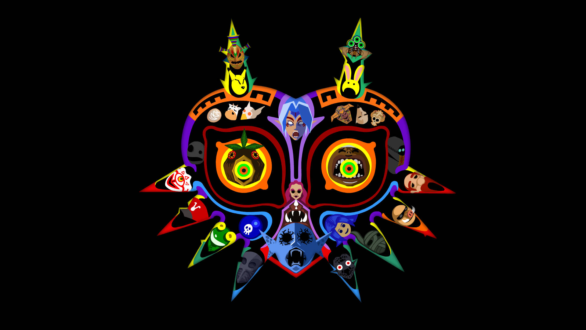 Majora's Mask Neon Art Background