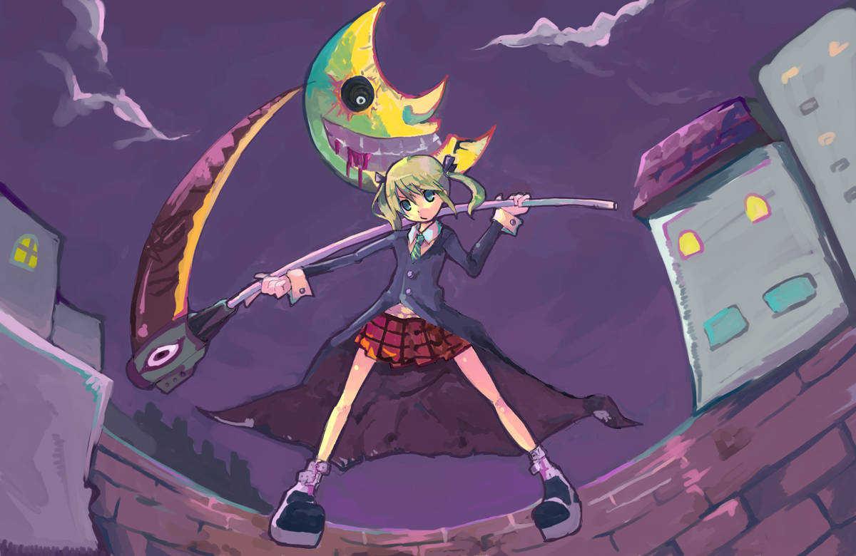 Maka And Soul Eater Moon Fanart Background