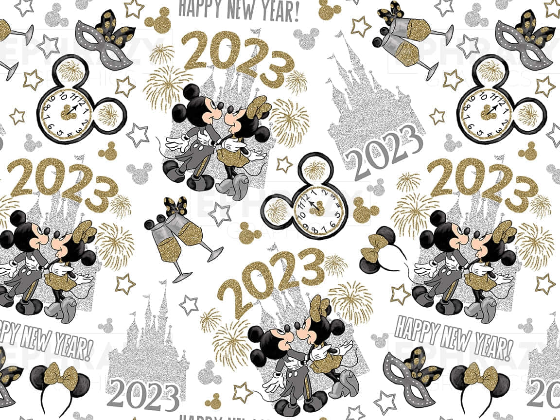 'make A Bright 2021 With Mickey Mouse And Friends!' Background
