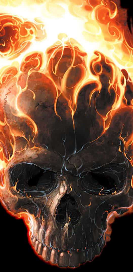 Make A Statement With The Bold, Vibrant Red Flame Skull. Background