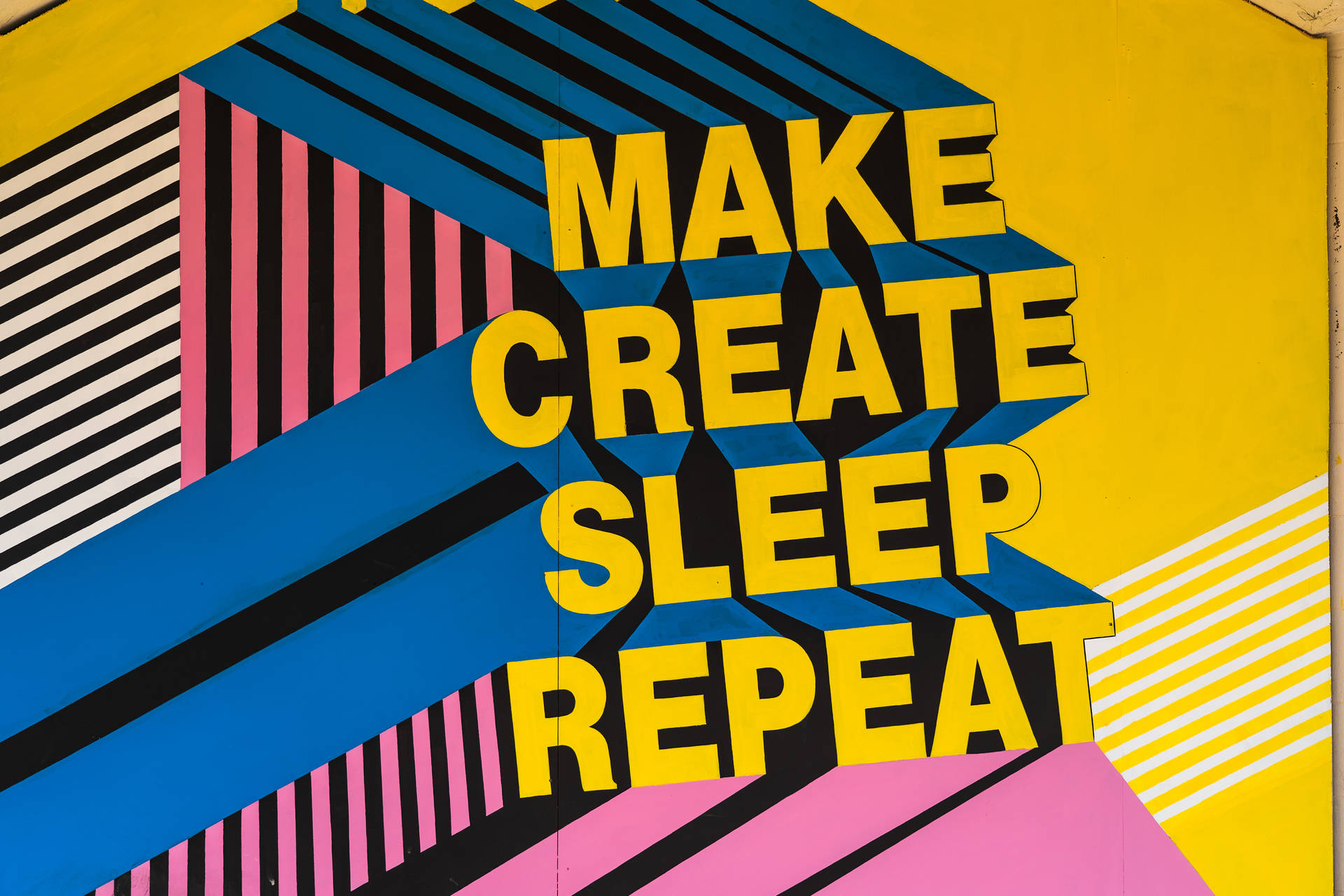 Make Create Sleep Repeat Pop Art Background