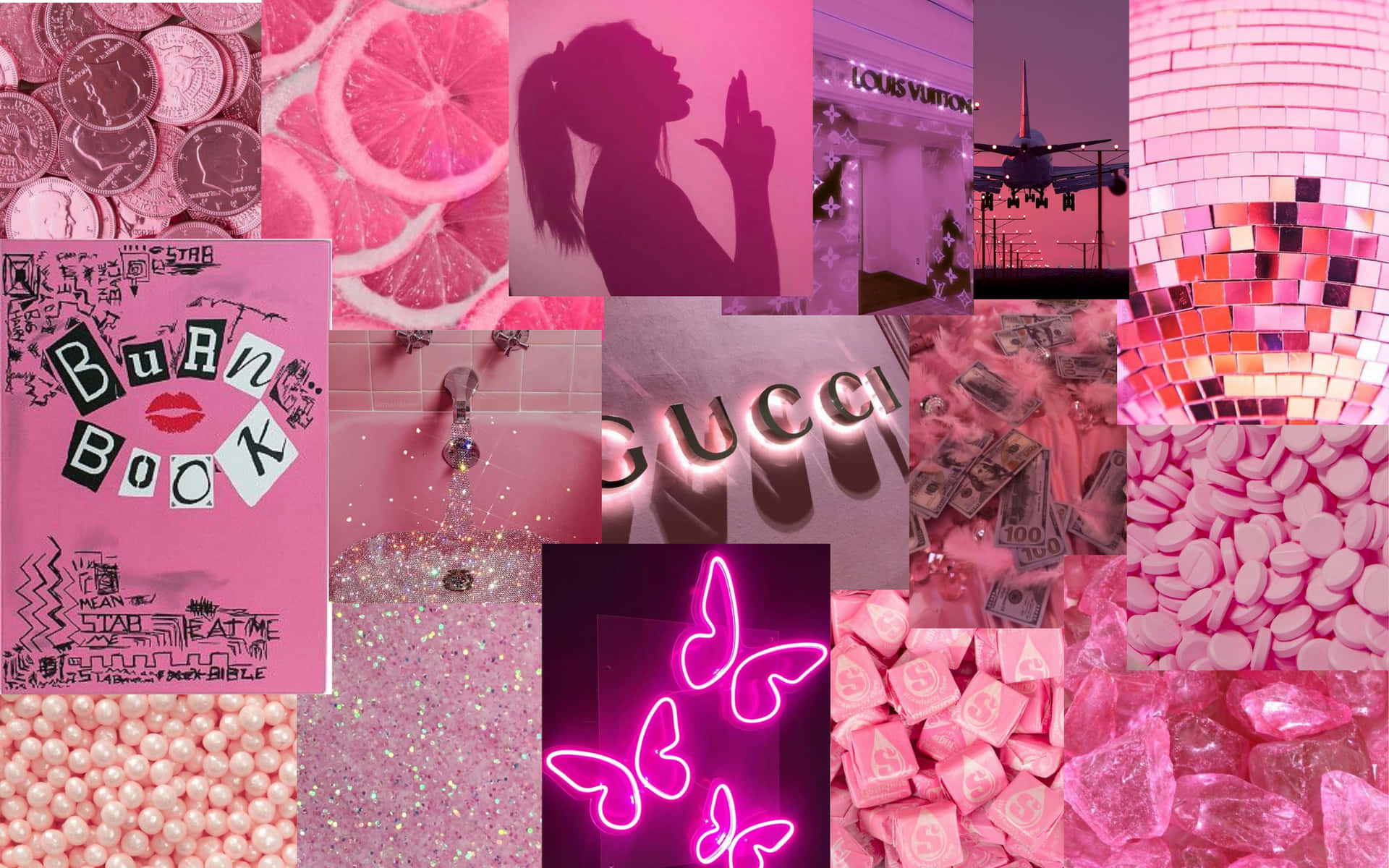 Make Statement With A Pink Collage Desktop Background