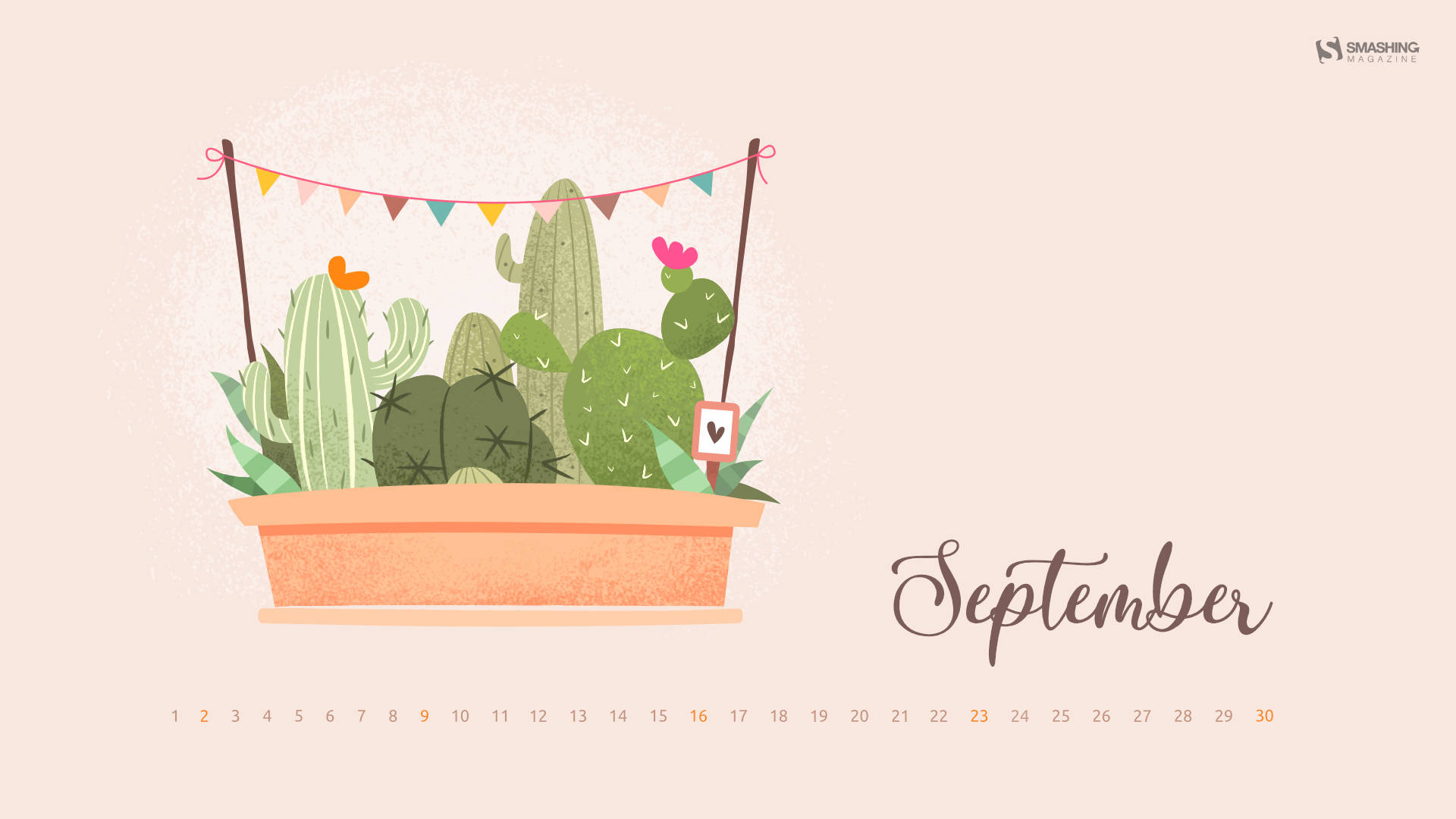 Make The Most Of September Calendar With This Cacti-inspired Design.