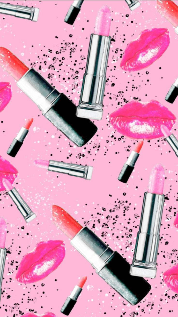 Makeup Pink Lipsticks Pattern Background