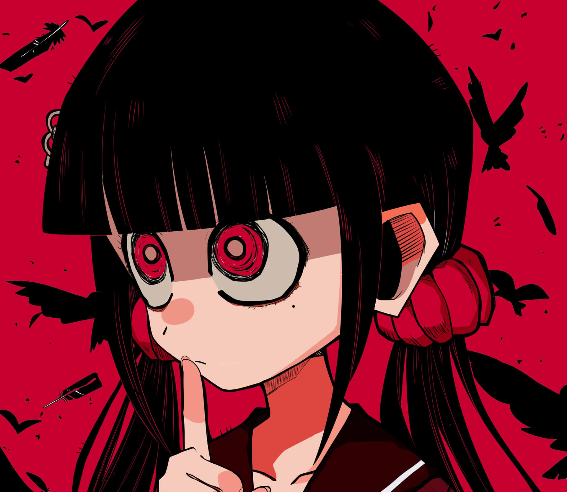 Maki Harukawa Red Pfp Background