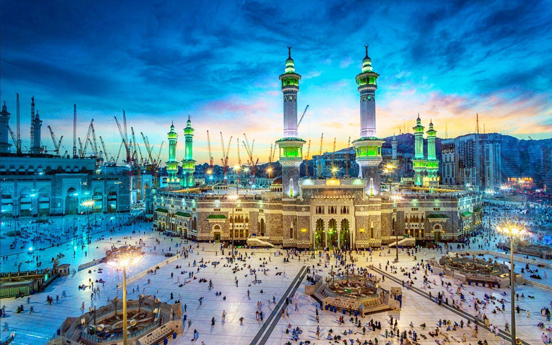 Makkah Hd Masjid Temple Blue Twilight Sky