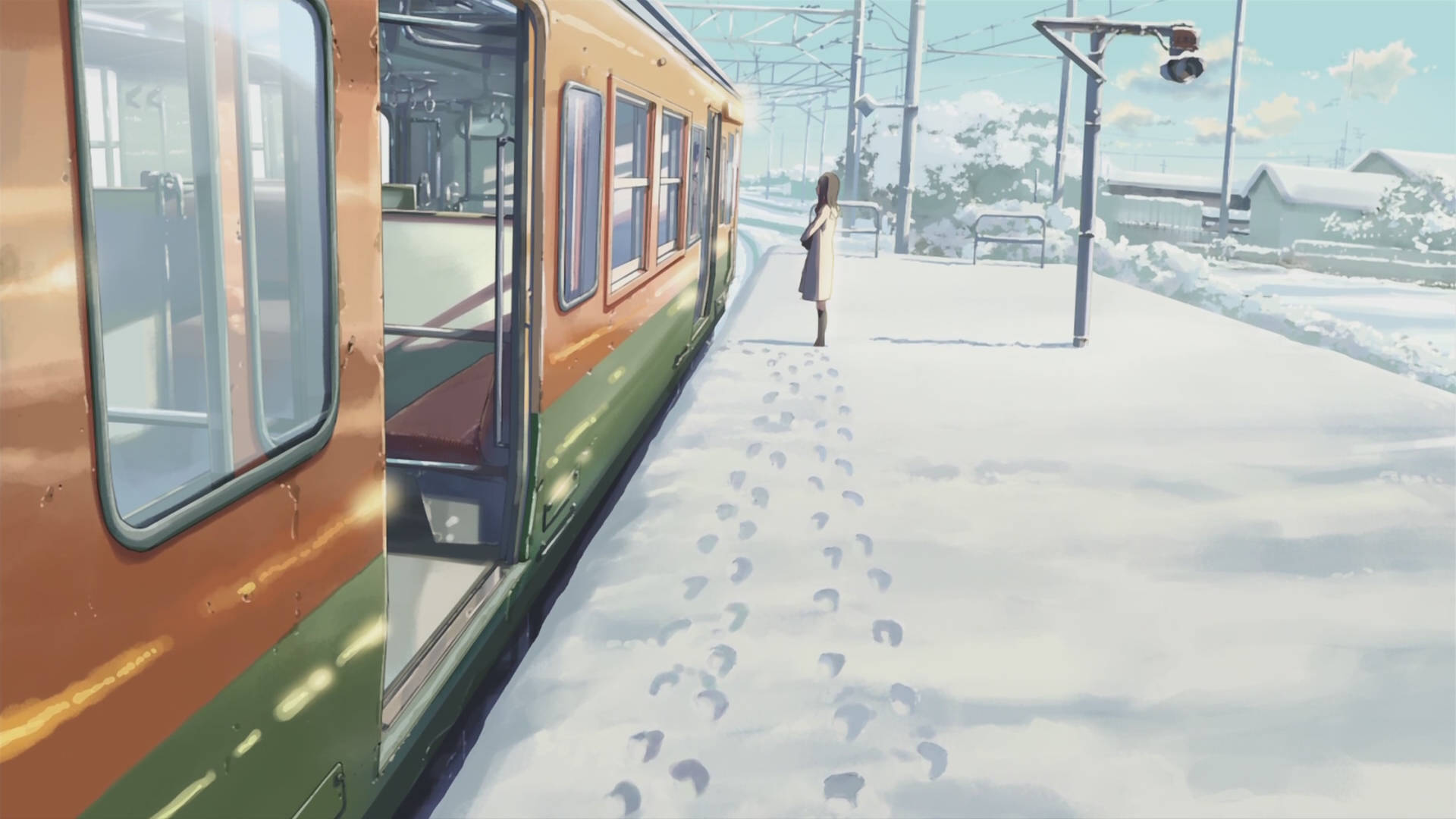 Makoto Shinkai Film Snow Train Aesthetic Background