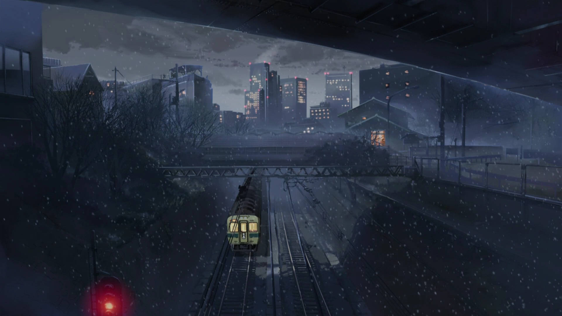 Makoto Shinkai Winter Night Aesthetic Background