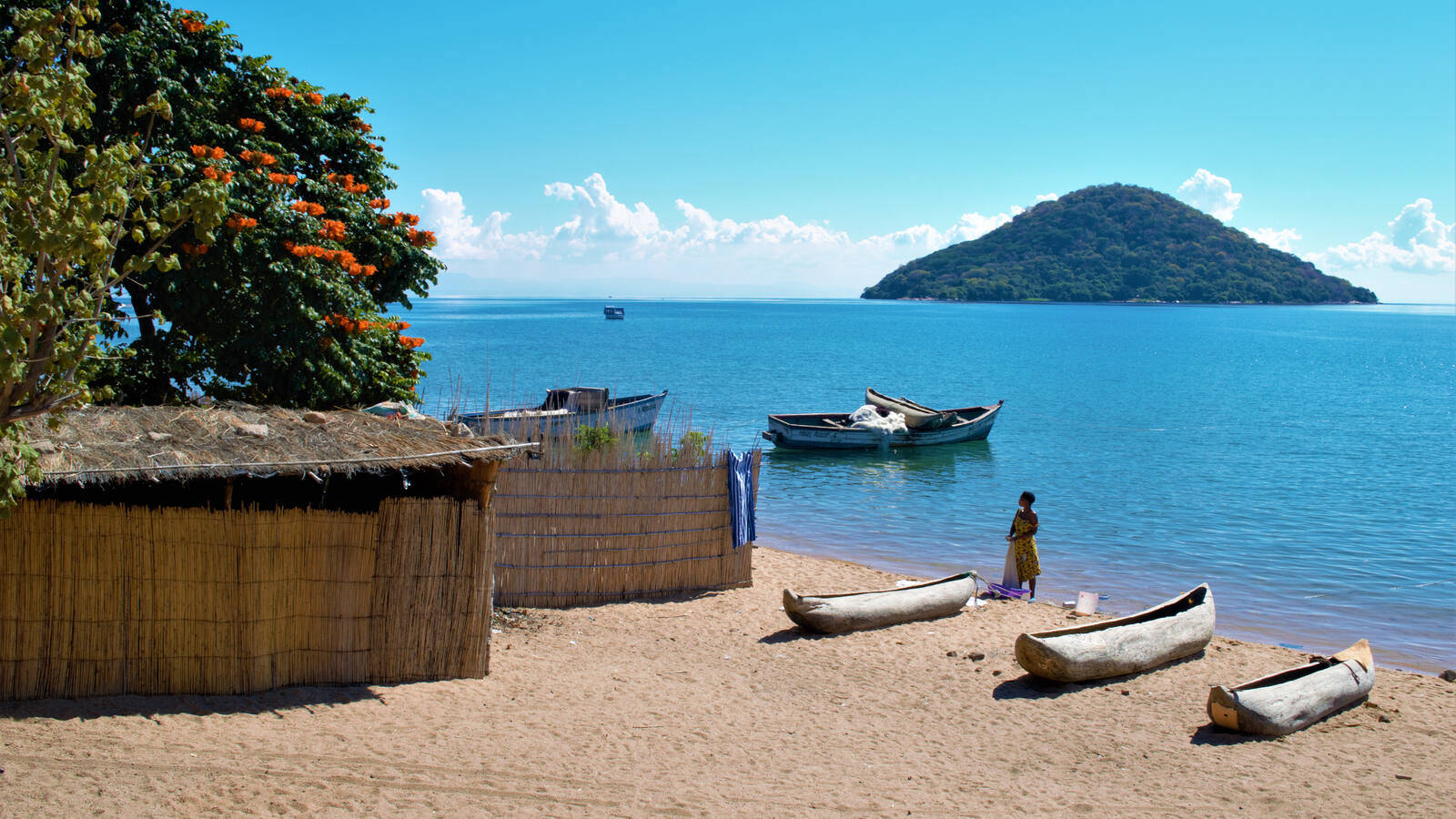 Malawi Beach Lake Island Boats