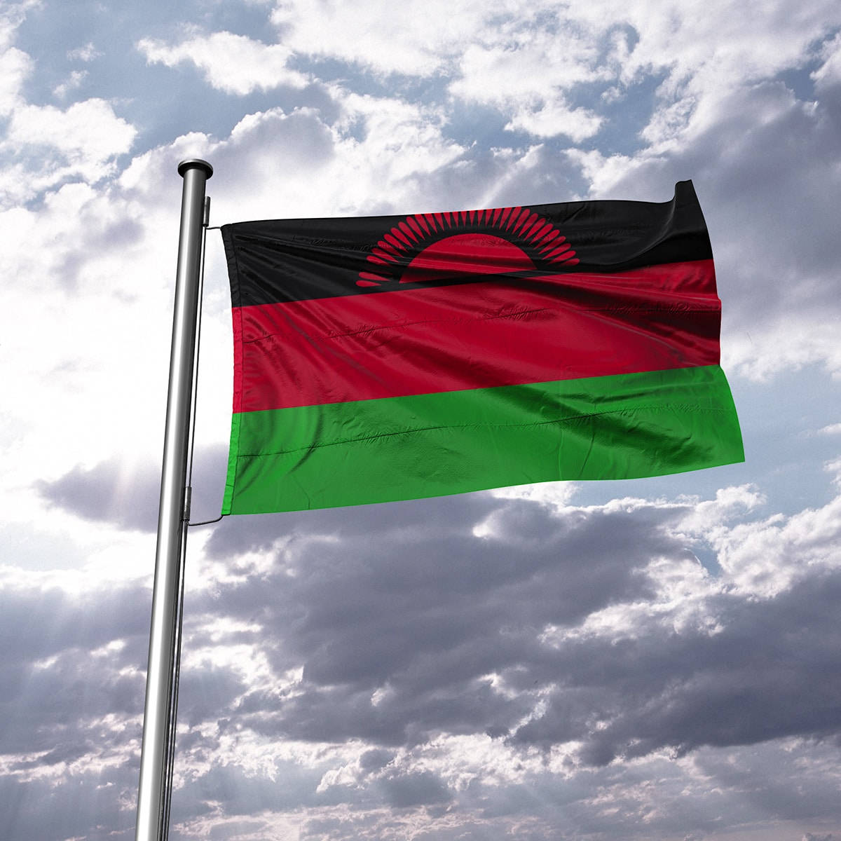 Malawi Cloudy Skies Flagpole Background