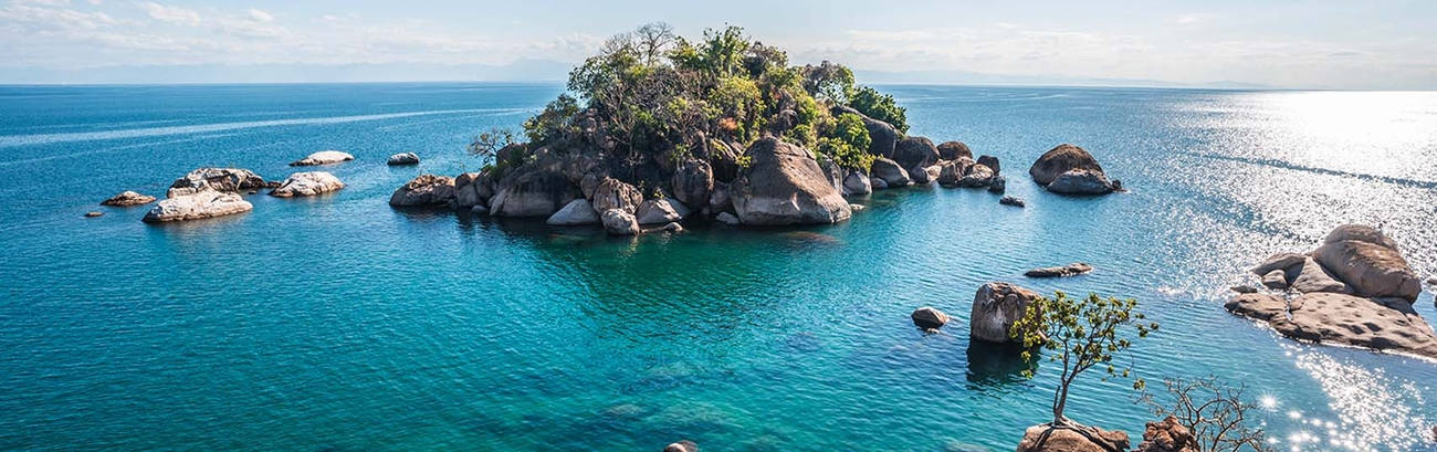 Malawi Lake Rock Island Background