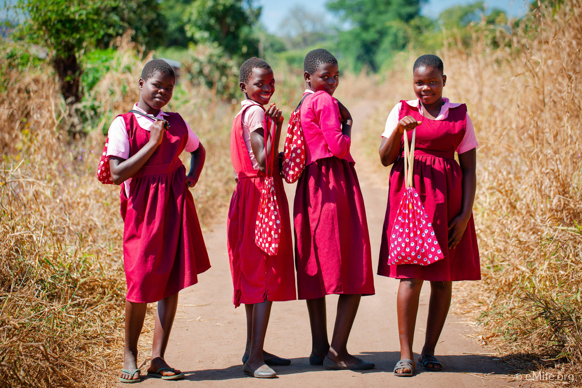 Malawi Red Dress Girls Background