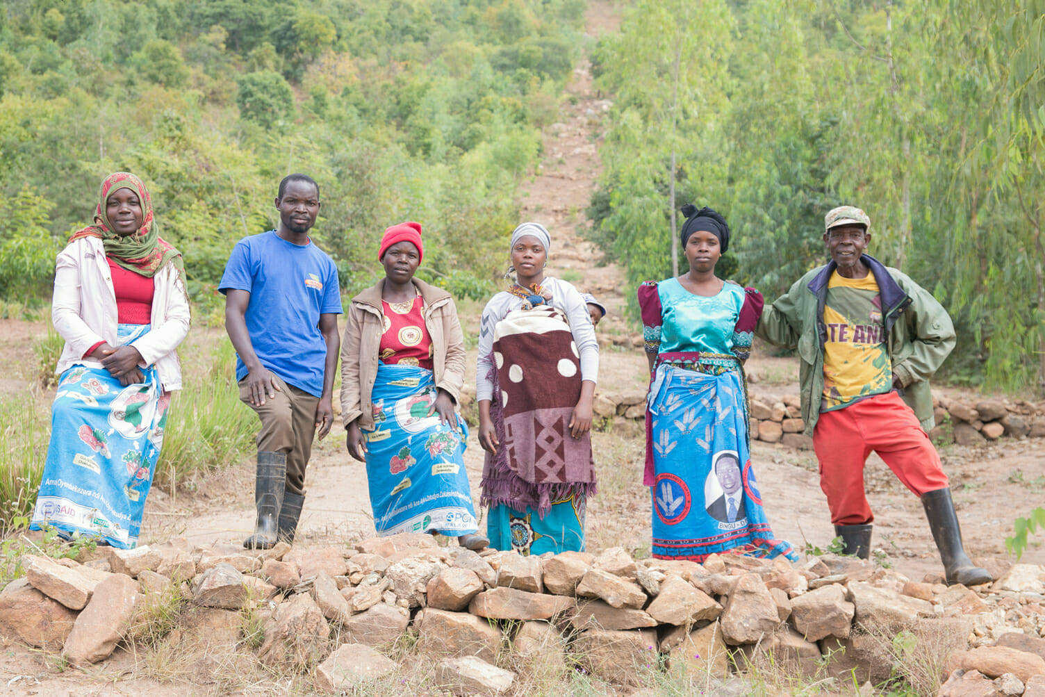 Malawi Six People Dirt Road Background