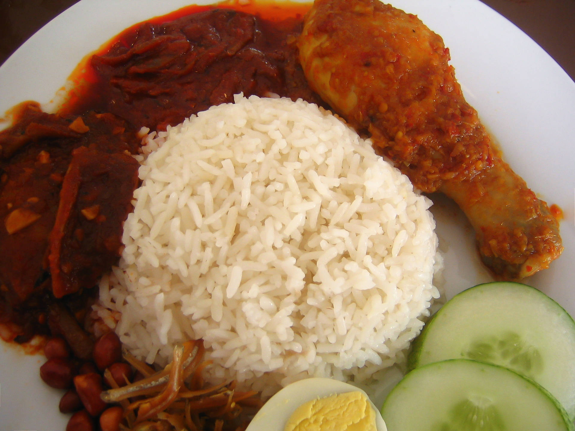 Malaysian Cuisine Nasi Lemak Closeup Angle Shot