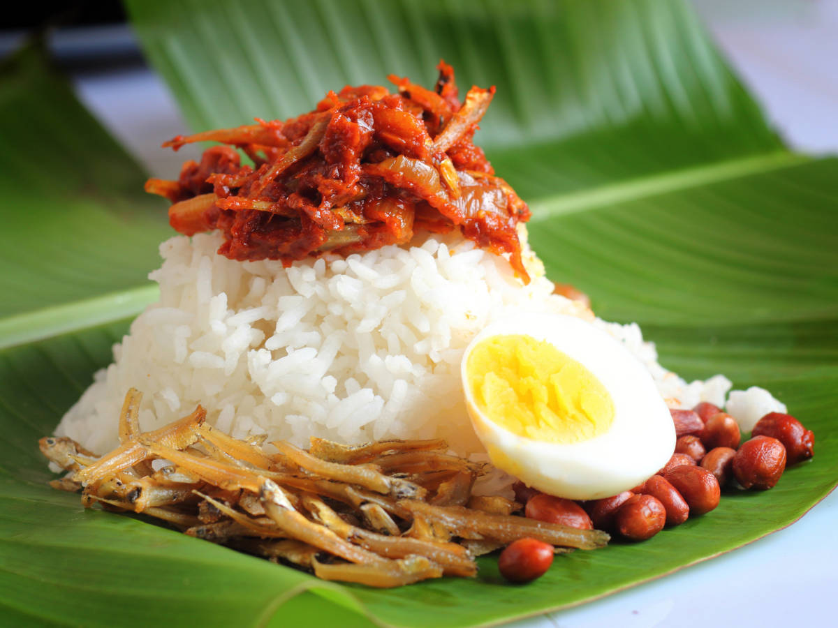 Malaysian Nasi Lemak Low Angle Shot Background