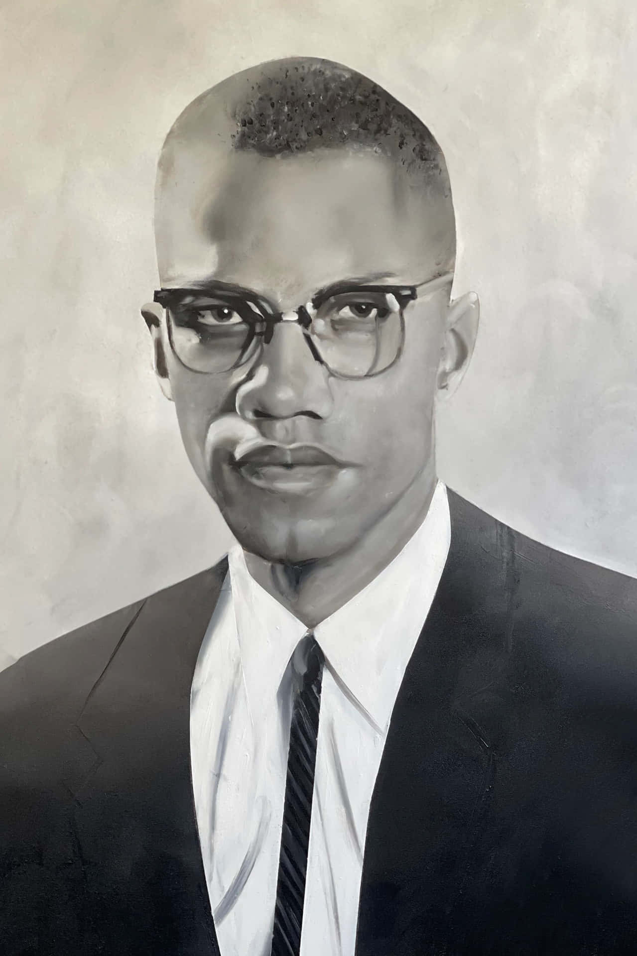 Malcolm X Portrait Blackand White Background