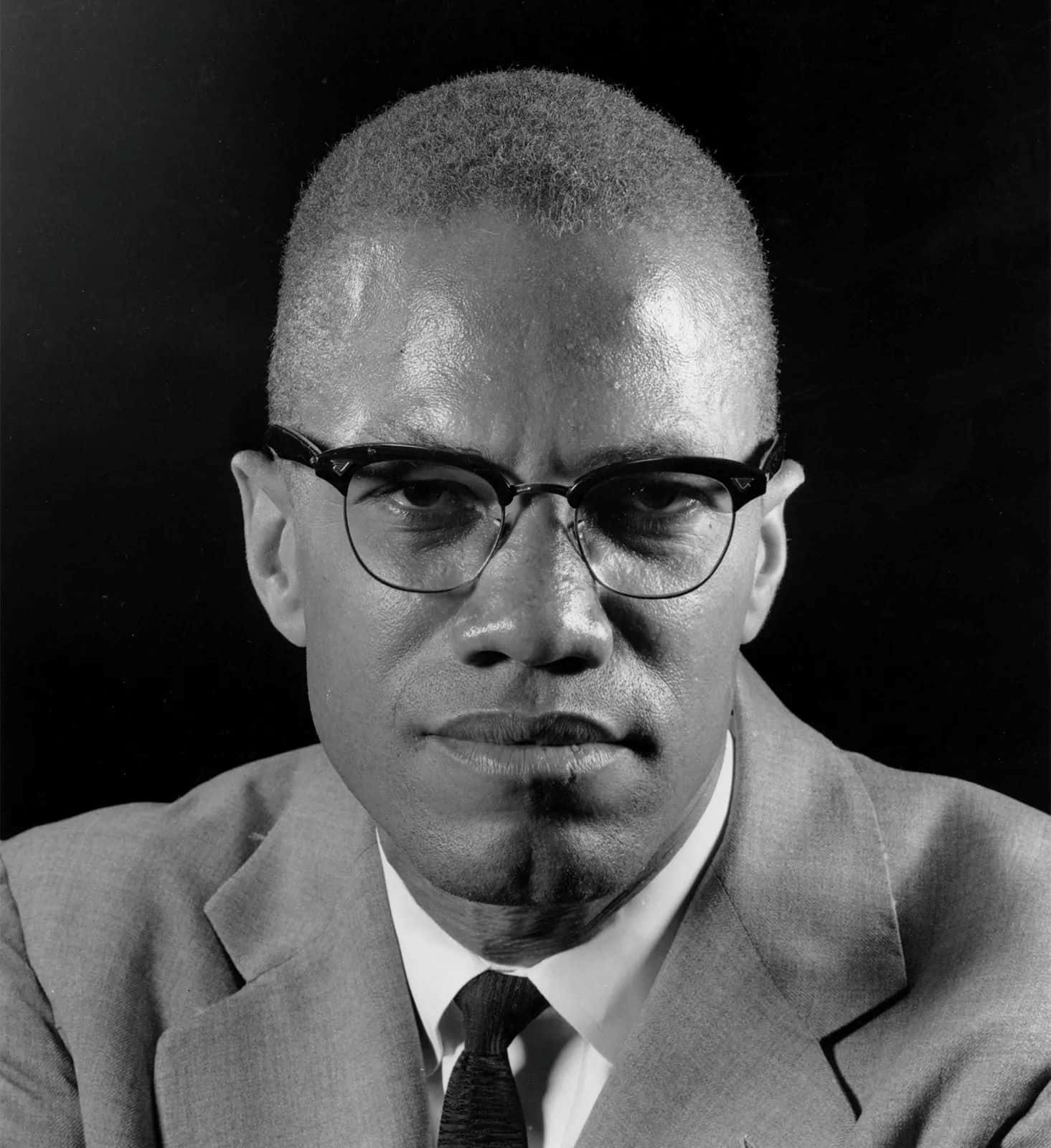 Malcolm X Portrait Blackand White Background