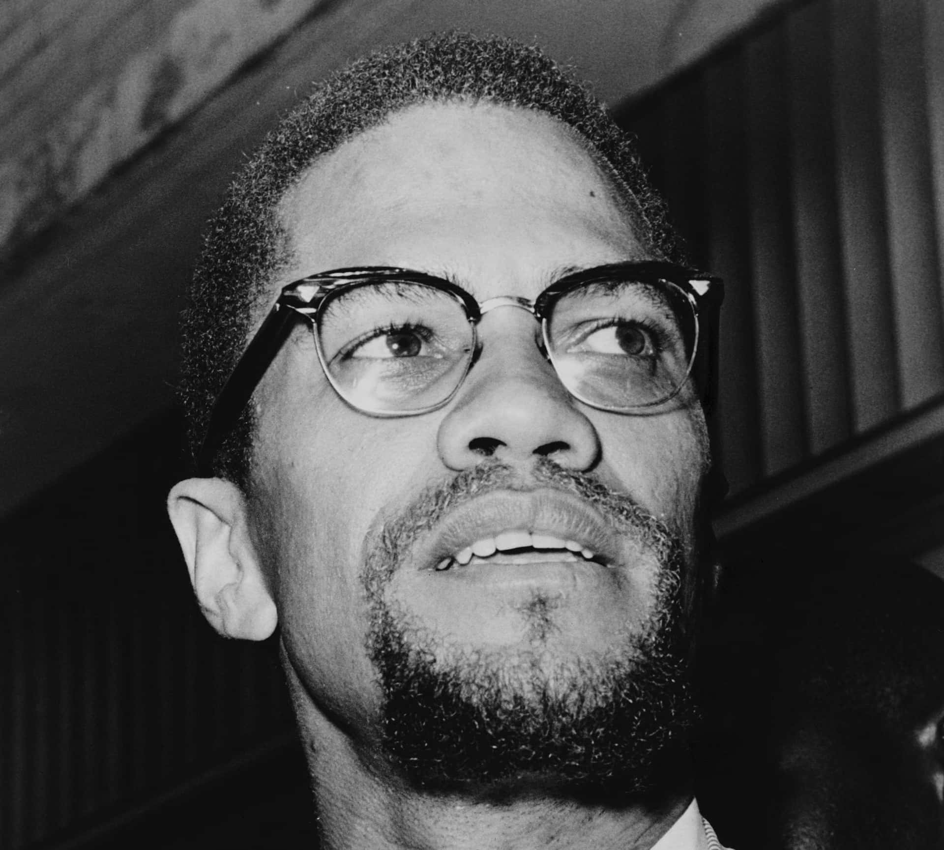 Malcolm X Portrait Blackand White Background