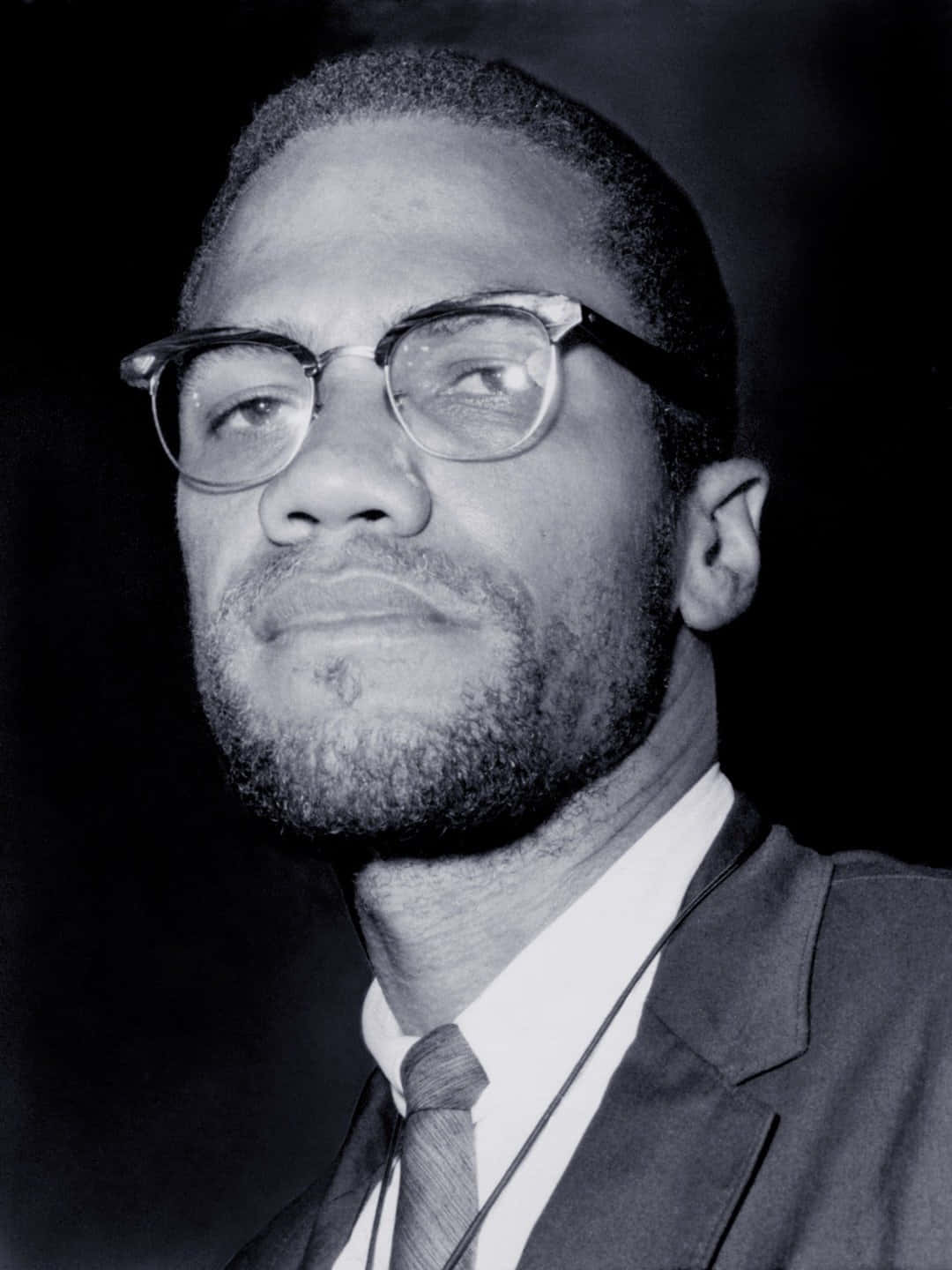 Malcolm X Portrait Blackand White Background