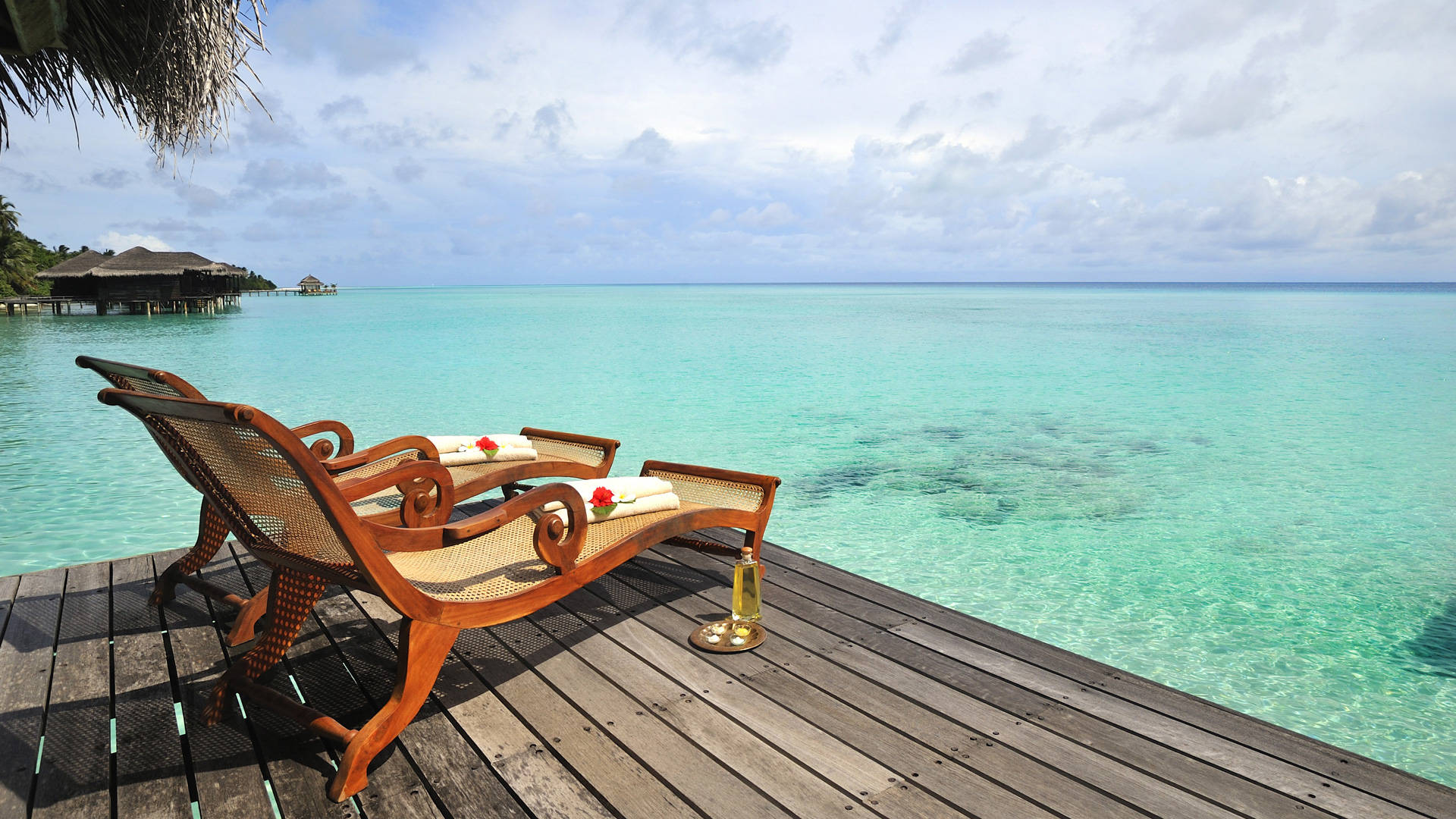 Maldives Beach Lounge Chair Background