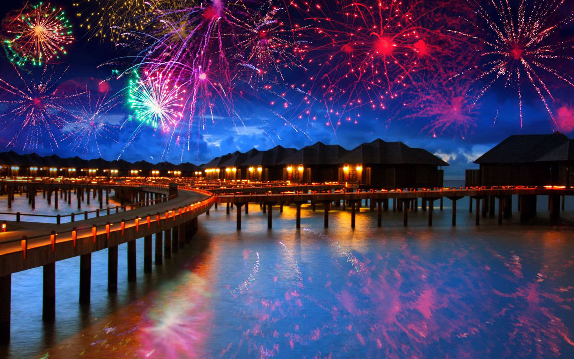 Maldives Fireworks Display Background
