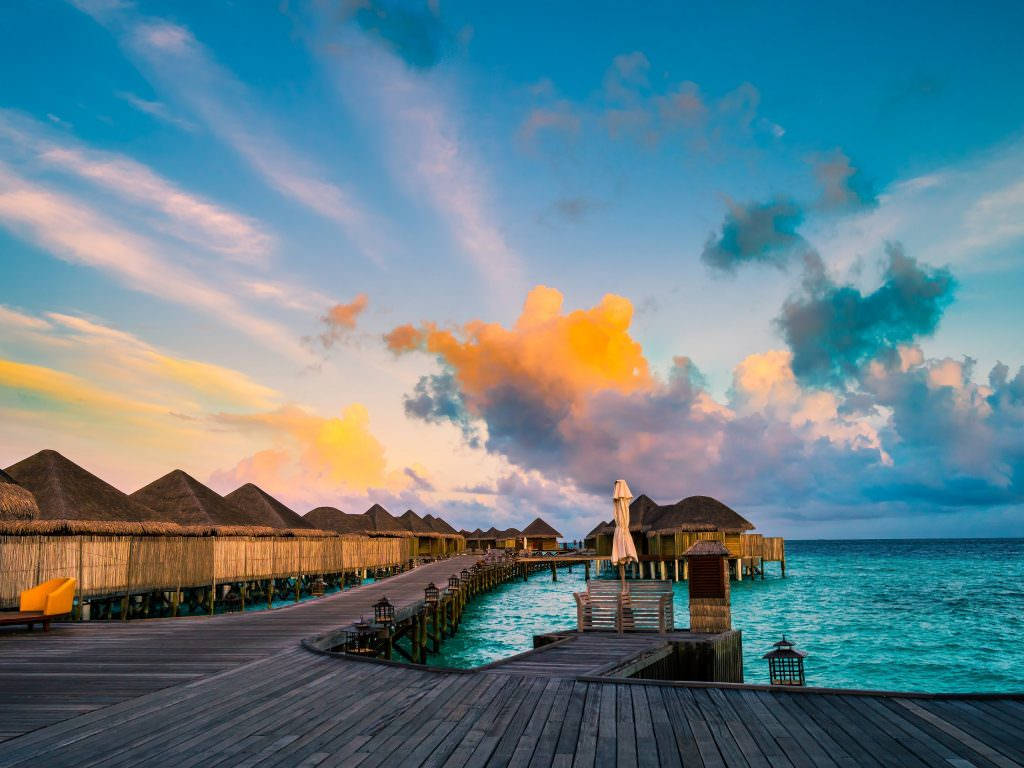 Maldives Resort Boardwalk Uhd Background