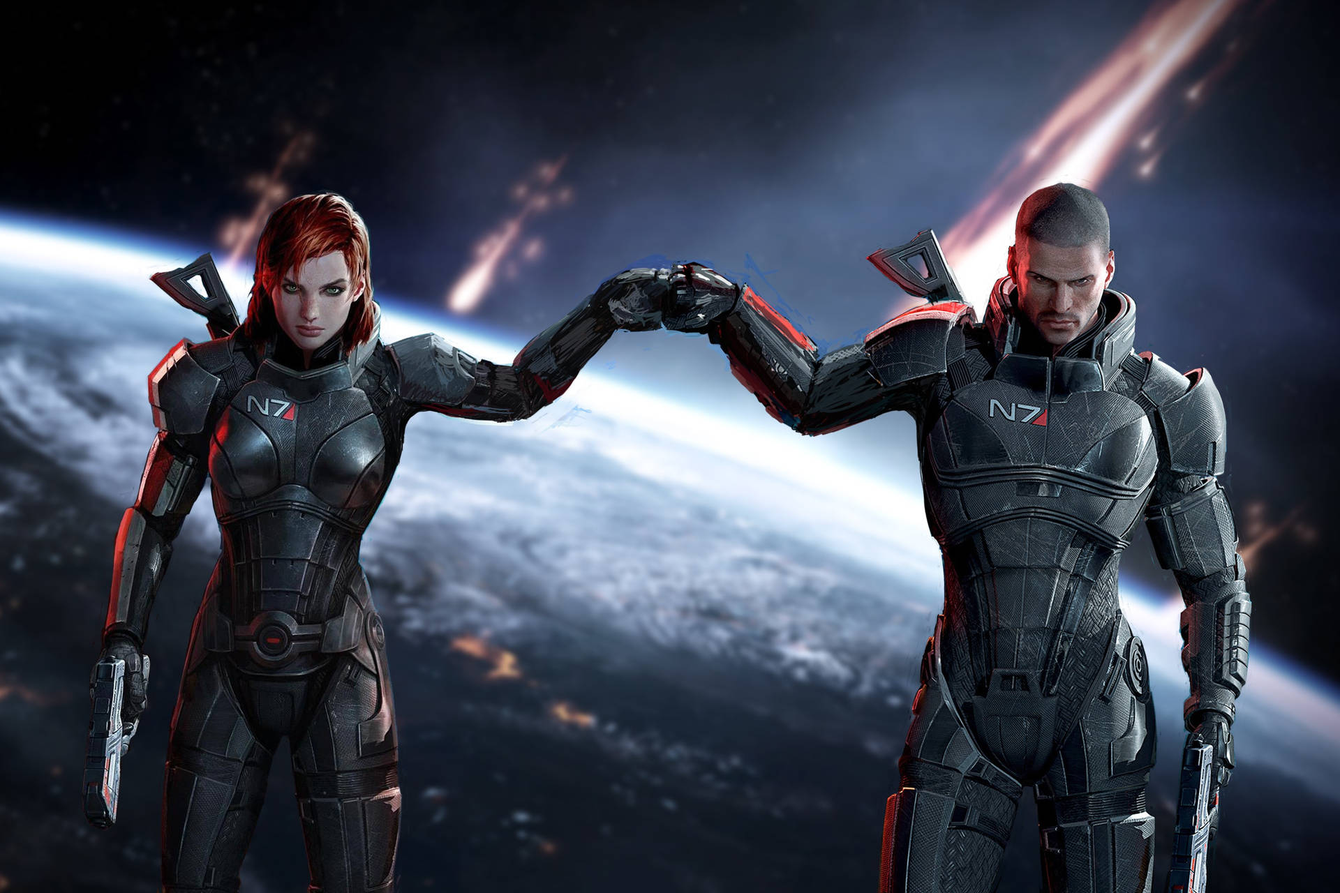 Male And Female Commander Shepards Mass Effect 3 Background