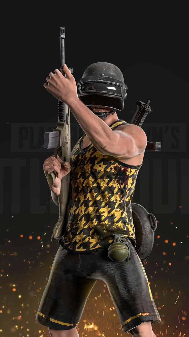 Male Character Holding Scar-l Pubg Iphone Background