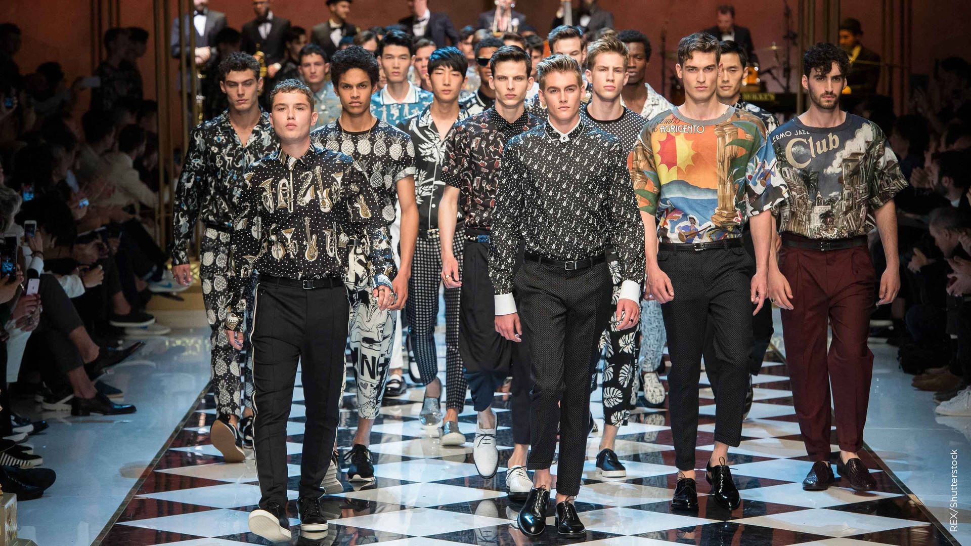 Male Dolce And Gabbana Models On The Catwalk Background